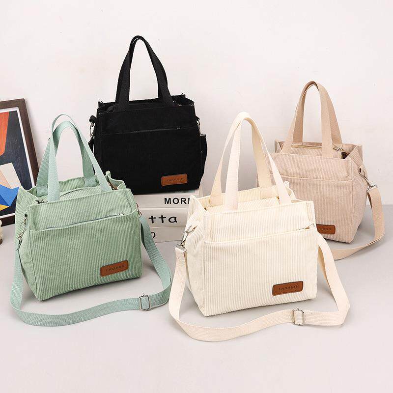 帆布包高级感保温上班杂物斜挎小拎包百搭复古通勤便当新款轻便