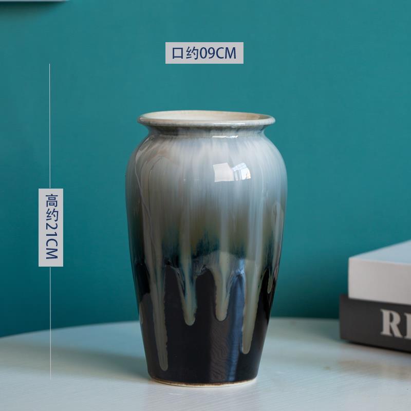 高档景德台镇陶瓷面小花瓶培鲜花插干 燥花现代简约玄关书房摆件