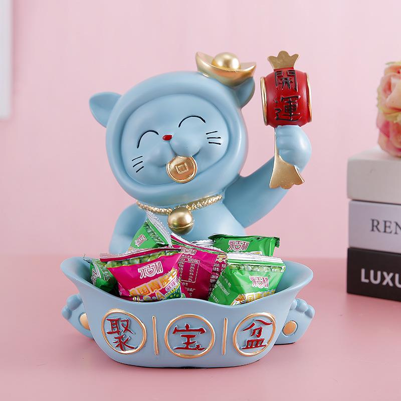 北欧猫钥匙开运猫糖果收纳面摆件玄业关装客厅桌饰店铺收银台开礼