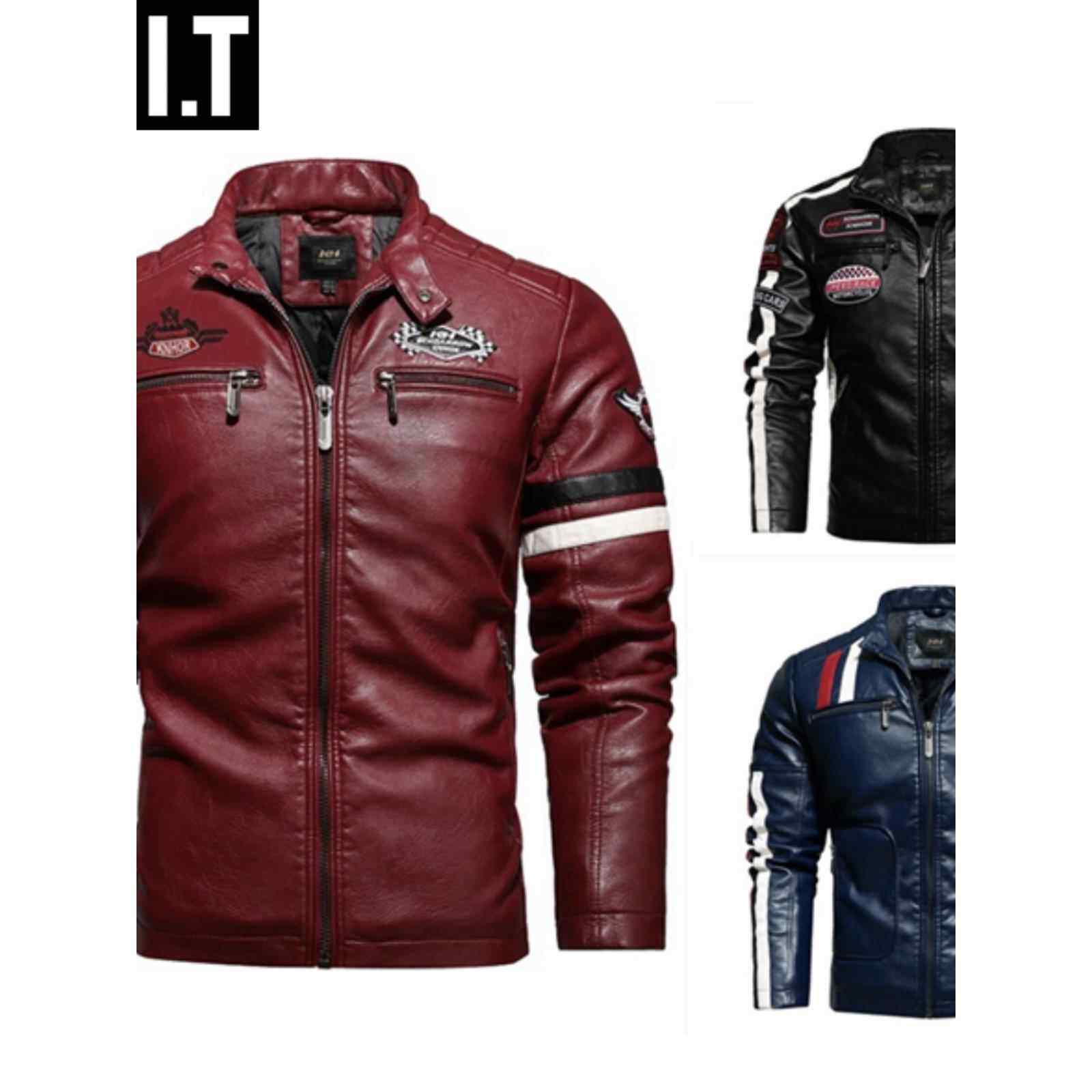 潮牌大码真皮皮衣男秋冬款痞帅风摩托骑行机车服夹克加绒加厚外套