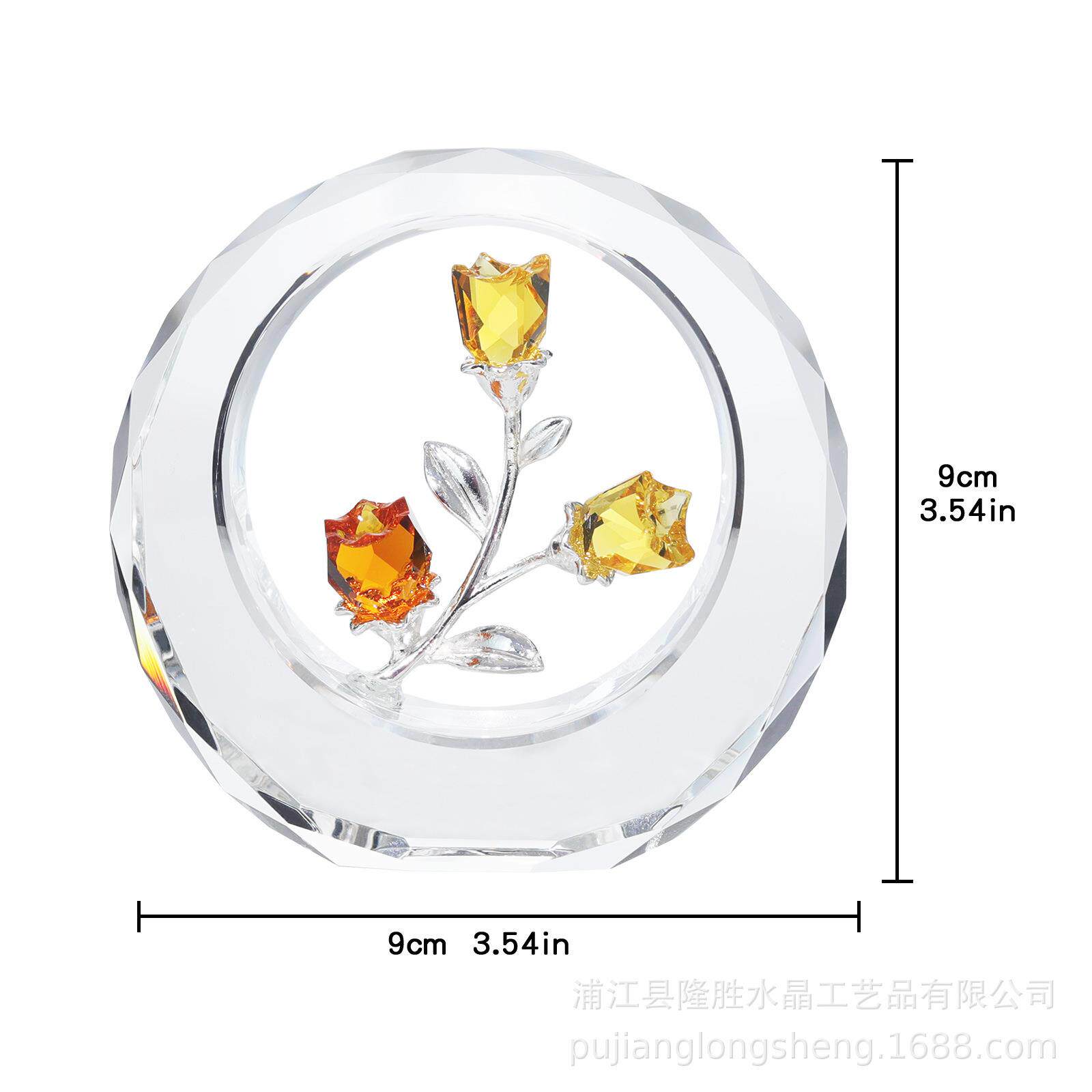 简约现代风格中式复古桌面客厅水晶花蕾摆件金色玫瑰花苞大红紫色