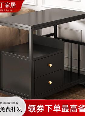 沙发边柜小茶几茶柜移车动茶桌简易置物可茶台茶黑色侧边CJ0024K0