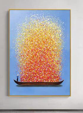 手绘抽象油画大村福装饰画新中客厅玄关挂画20240506芬幸美满丰收