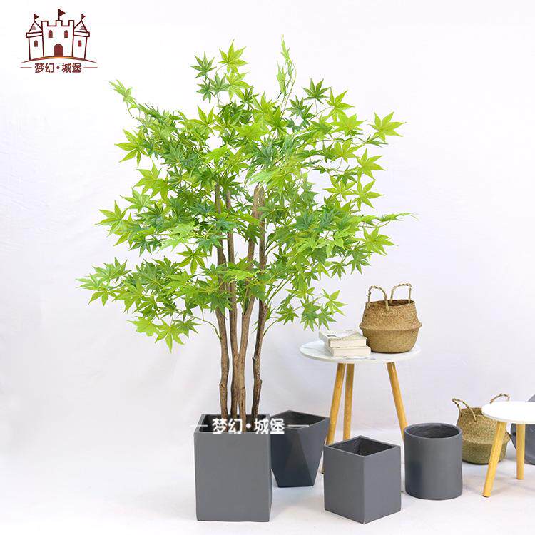 仿真枫树盆栽室内商场橱窗装饰盆景摆件绿枫仿真植物落地塑料假树