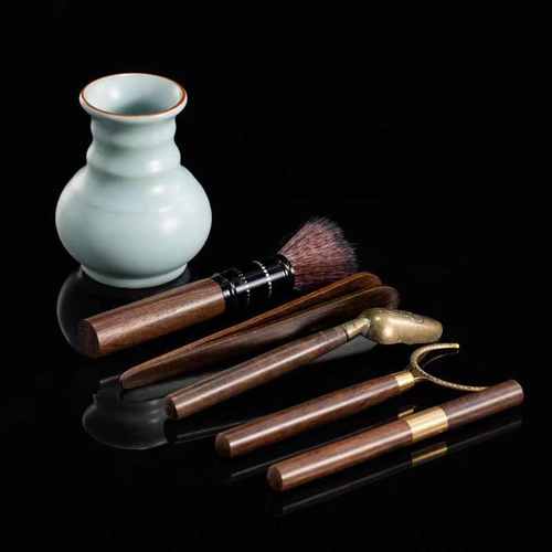 汝窑茶道六君子套装家用茶桌开片可养茶筒功夫茶具茶艺泡茶配件