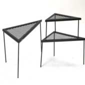 户外火置焚围炉三角网架物烧烤架三件套铁架桌沥水桌露营野营