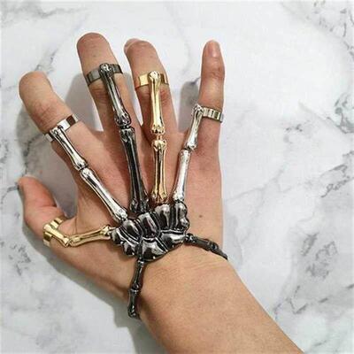 Halloween Skull Bracelet Punk Bracelet On Hand ?Skull Skele