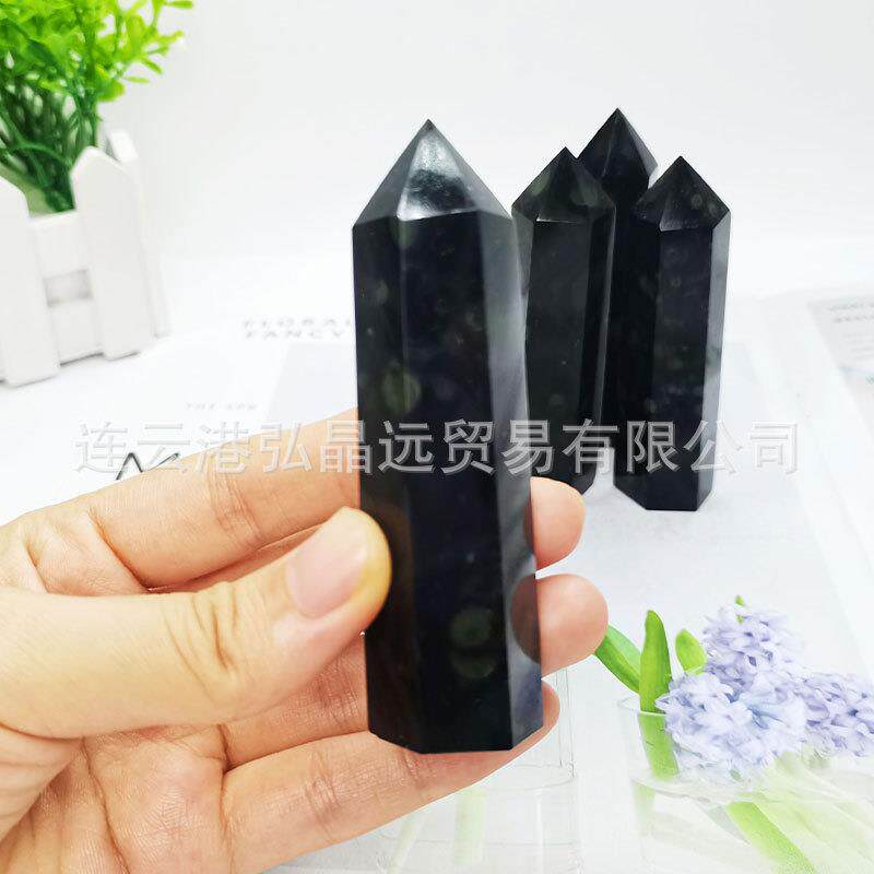 弘晶远水晶 天然孔雀眼石六棱柱单尖雀眼水晶柱原石打磨厂家