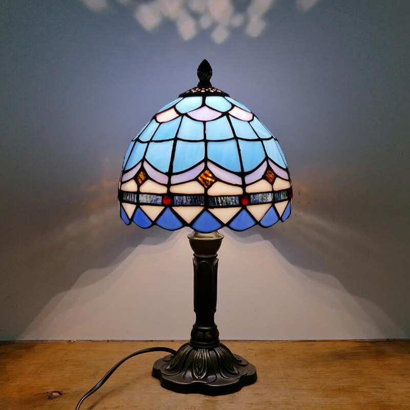 厂家地中海 酒店客房床头台灯 卧室床头小台灯  彩色玻璃台灯