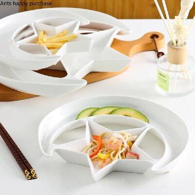 Pure White Ceramics Creativity Star Month Shape Dinner