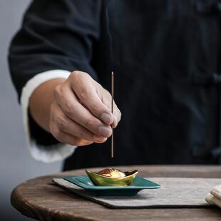 创意元 637香盘茶底道香线器座香薰 宝香插陶瓷香炉禅意盘香托香JY