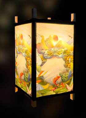 新中式仿古实木灯笼防水国潮吊灯景区街道酒店走廊装饰灯发光装饰