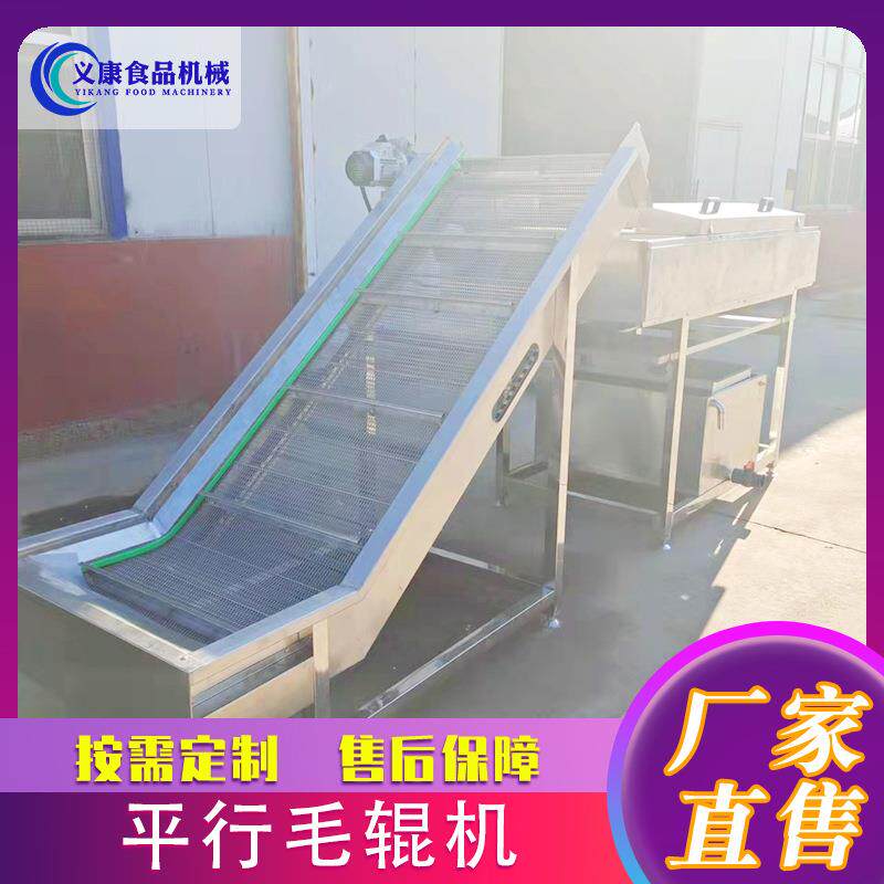 供应不锈钢平行毛辊清洗机海产品清洗去泥机海蛎子毛刷清洗机器