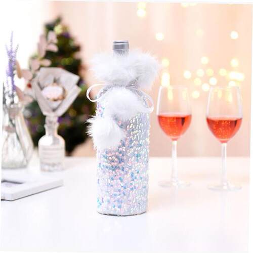christmas decoration tree Glitter sleeve for wine bottle