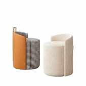 奶油风仙女梳妆台凳子化妆凳家用女生卧室轻奢简约高级感美甲圆凳