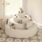 圆柱展台中岛台多层大型圆柱展示台产品圆形展示架可移动阶梯展架