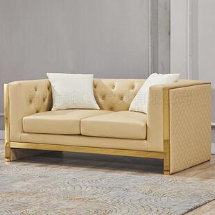 不锈钢镀金轻奢沙发现代小户型二人位沙发 青岛 DS062