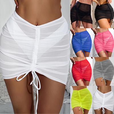 Sexy Women Solid Pareo Beach Bikini ver Up Wrap Skirt Sarong