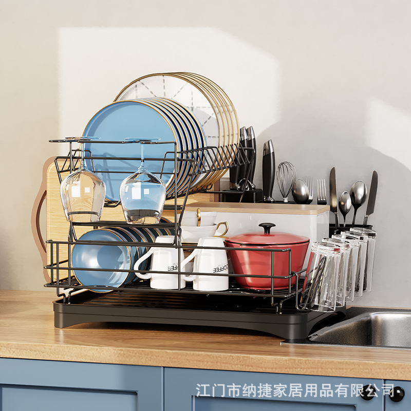 厨房置物架碗碟架盘子收纳架沥水架家用多功能放碗架碗筷收纳刀架
