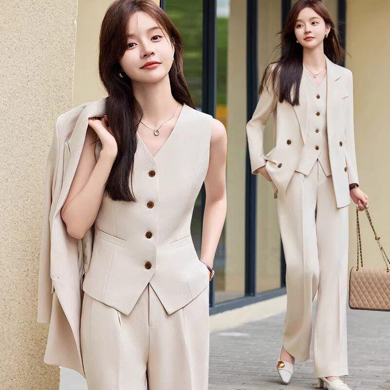 Rouje Moaks职业西装套装女春秋季新款高级感通勤西服马甲三件套