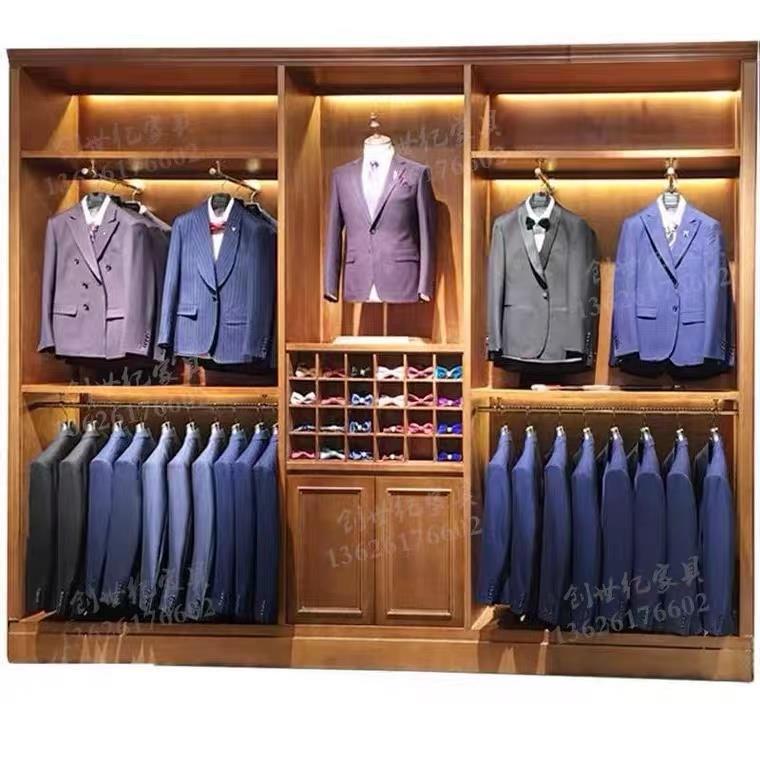 西装店展示柜商务男装货柜礼服高定馆西服展柜实木服装柜烤漆货架