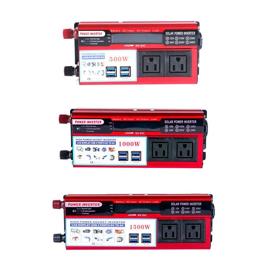 跨境 300W 500W 逆变器 1KW 1.5KW 2KW 车载插排LCD屏 USB