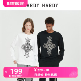 HARDY HARDY2023秋潮牌纯棉圆领烫钻十字架卫衣男女同款上衣