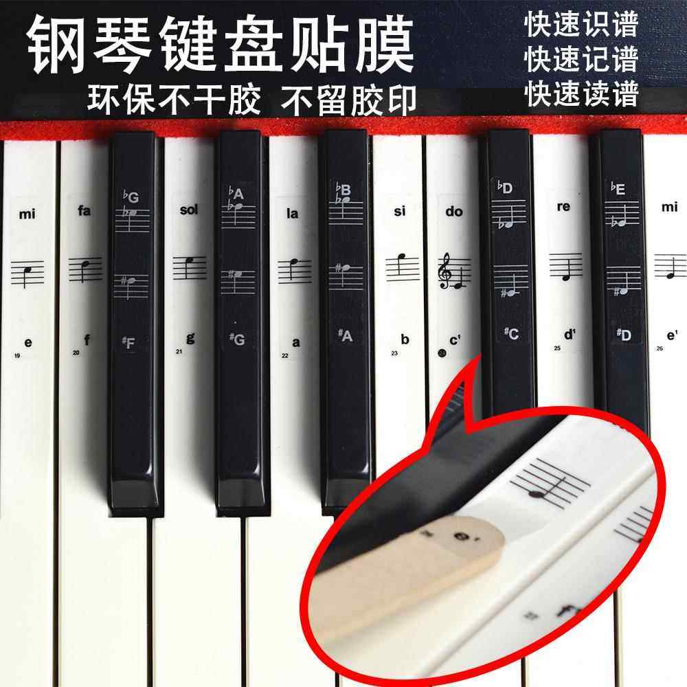 钢琴贴纸五线谱入门记谱钢琴按键贴膜88键61键54键钢琴键盘贴纸