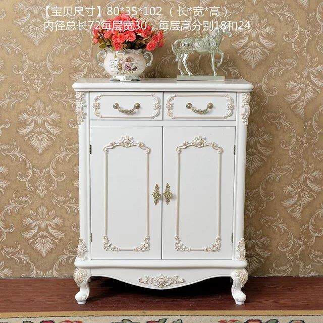厂家直销黑色红棕色欧式鞋柜韩式储物柜描金描银象牙白白色玄关柜