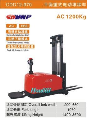 HELI合力CDD12-970力达全电动堆高车站驾式平衡重式堆垛车电叉车