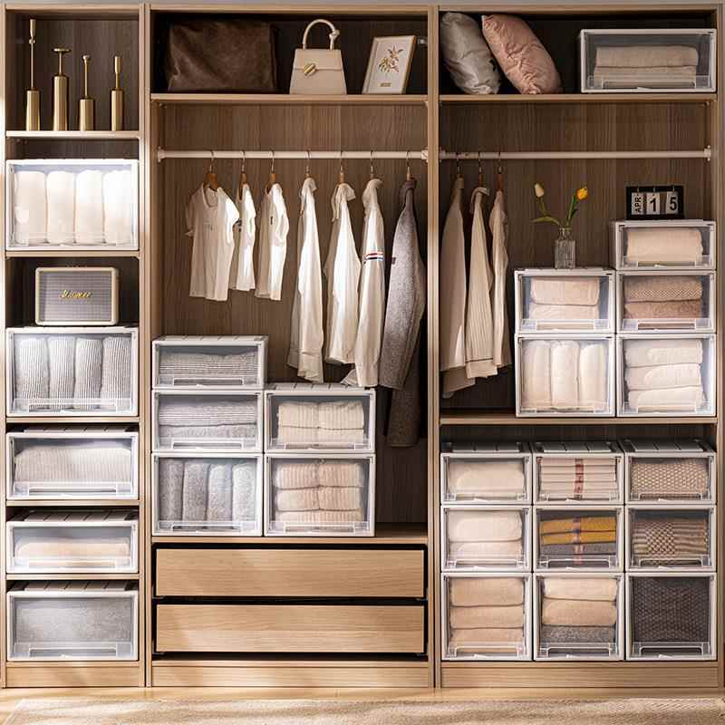 抽屉式衣柜收纳盒家用透明收纳箱内衣整理箱加厚大容量衣服储物箱