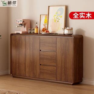 全实木餐边柜茶水柜子橱柜收纳碗柜靠墙一体家用客厅置物储物边柜