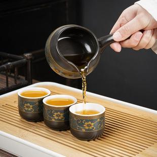 家用客厅喝茶杯整套 琨德懒人防烫泡茶壶陶瓷石磨自动功夫茶具套装