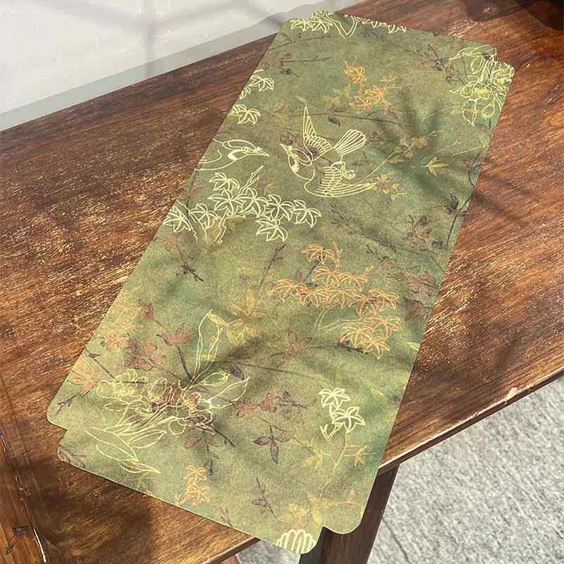 惊蛰 新中式禅意刺绣燕子干泡茶席绸缎织锦桌旗茶桌壶垫茶具配件