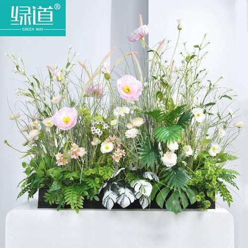 假花仿真花摆设假植物隔断仿真绿植组合长条造景花槽花箱户外装饰