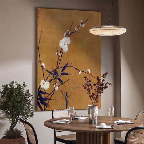 梅竹图中式古风装饰画客厅玄关挂画竹子酒店走廊过道古典壁画