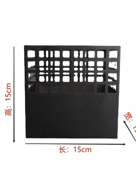 新中式黑色多孔方块金属镂空摆件样板房售楼部酒柜桌面家居装饰品