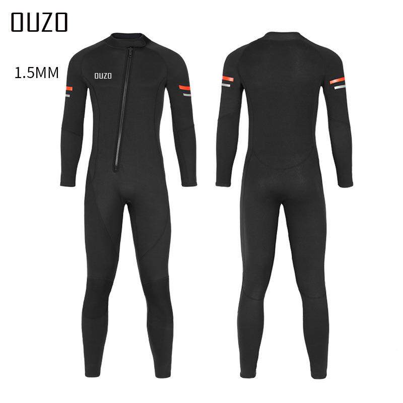 OUZO新款1.5mm潜水服男款连体防寒保暖潜水衣冲浪衣水母衣冬泳衣