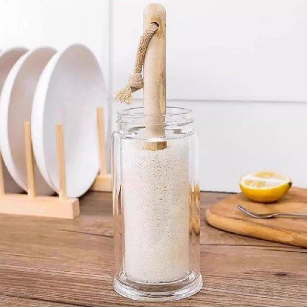 Loofah Cup Brushes With Wooden Handle Plant Fiber Easy To