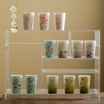 弥言十二花神茶杯套装手工陶瓷小号可乐杯简约现代喝茶主人杯中式