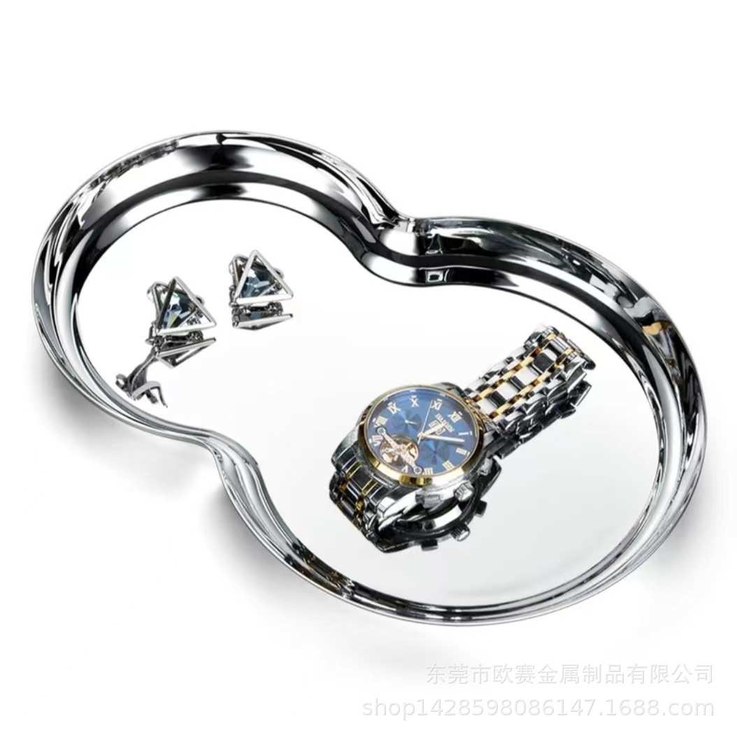 北欧西餐餐盘轻奢不锈钢8字形酒店托盘家用酒具甜品盘点心
