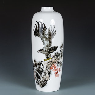大展宏图收藏级花瓶齐白石嫡传人刘培竹写意手绘瓷瓶装饰高端摆件