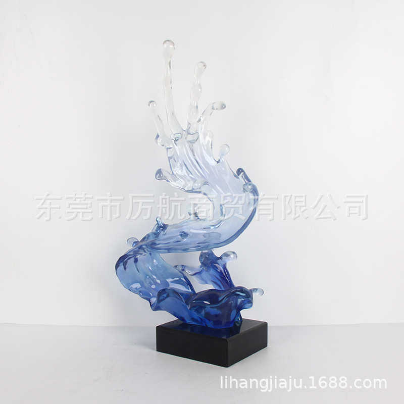 浪花雕塑大型现代艺术工艺品玄关客厅样板房酒店北欧创意抽象摆件