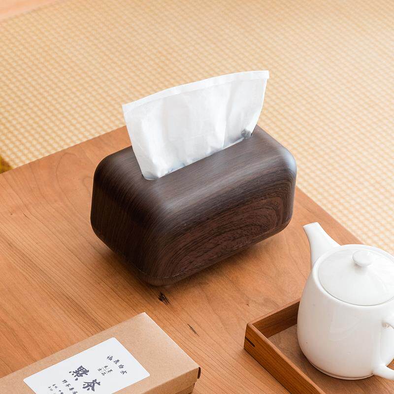 纸巾盒家用客厅彷胡桃木原木色茶几桌面高档创意卫生纸盒纸巾收纳