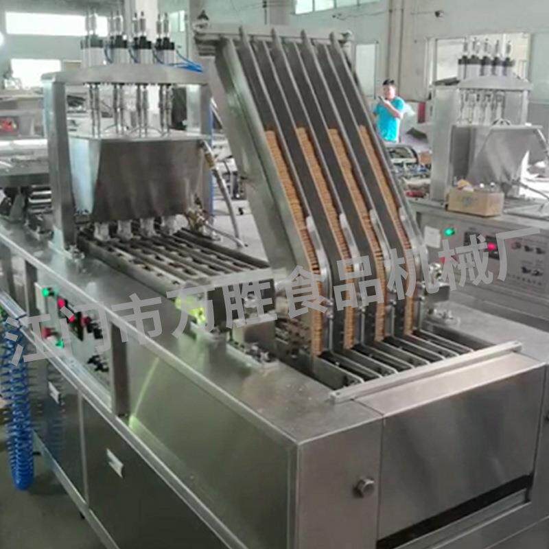 江门厂家直供双色巧克力饼干注心机4行曲奇饼注果酱机蛋挞注芯机