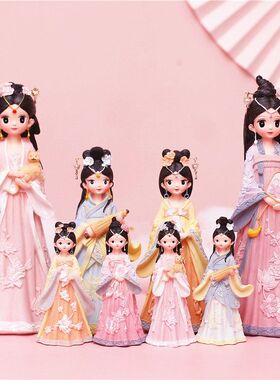 国潮古风少女摆件可爱汉服女孩手办创意礼品家居装饰摆件旅游景区