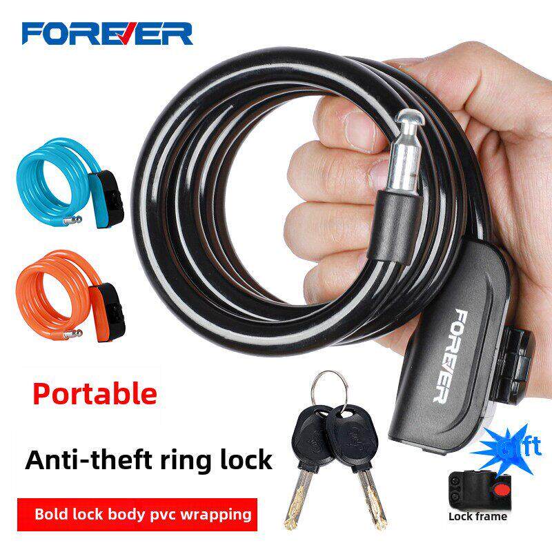 永久便携式山地车自行车钢缆锁防盗锁头电动车摩托车电瓶车钢丝锁