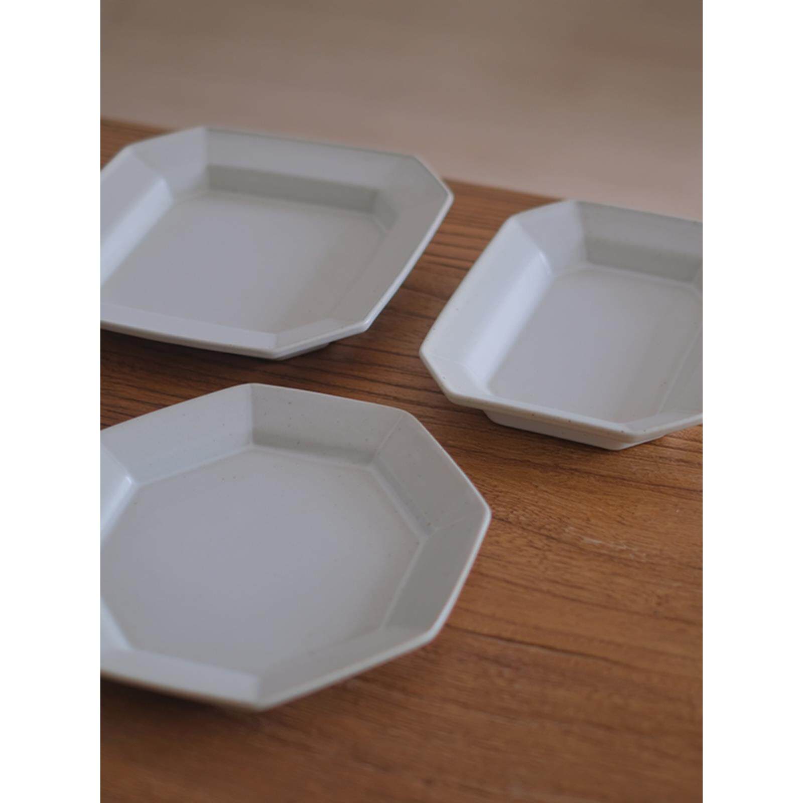 他山集.日式陶瓷家用餐盘复古手工粗陶八角盘美食摄影餐具 釉下彩