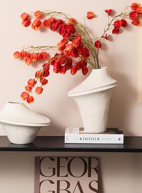 粗LLHB-681陶纹理桌面黑白花瓶侘寂乔风手感陶花艺器瓷术装饰品入