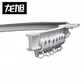 8E7Q批发滑槽挂钩布帘飘窗帘轨道打孔安装弯曲滑轮软杆简约吊顶式